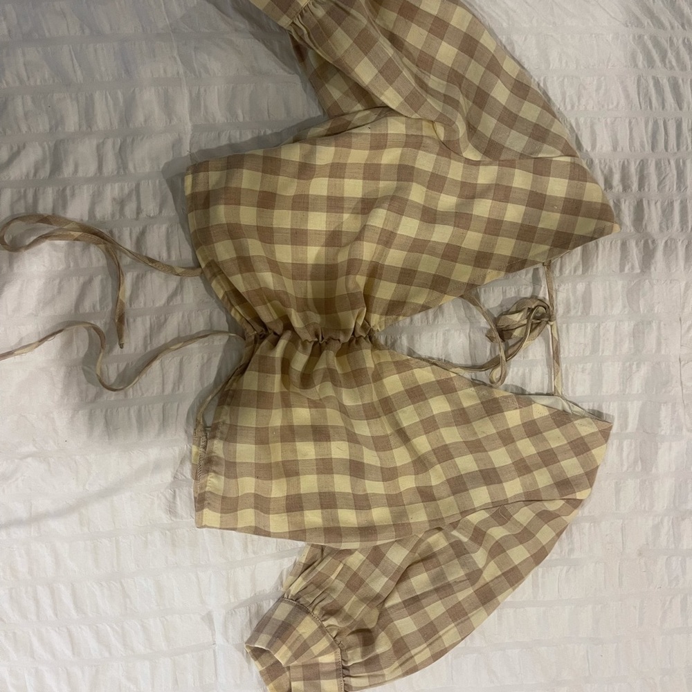 gingham backless crop top